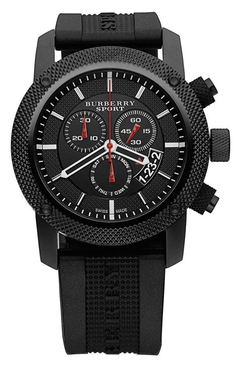 burberry sport chronograph watch red strap|Burberry stainless steel chronograph watch.